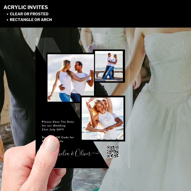 ACRYLIC Wedding Invites PHOTO Qr Code RSVP Invitations (Creator Uploaded)