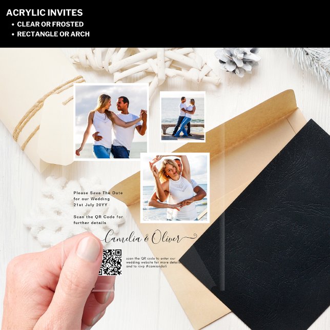 ACRYLIC Wedding Invites PHOTO Qr Code RSVP Invitations (Creator Uploaded)