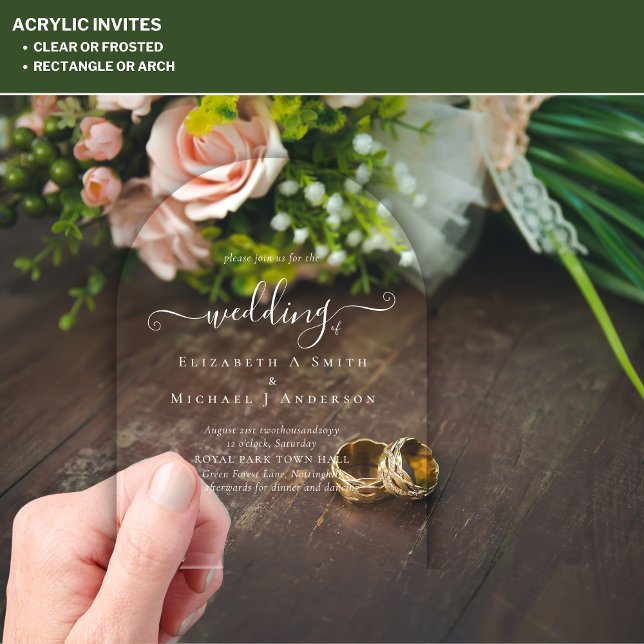 ACRYLIC Wedding Invites WHITE TEXT Bold Initials Invitations (Creator Uploaded)
