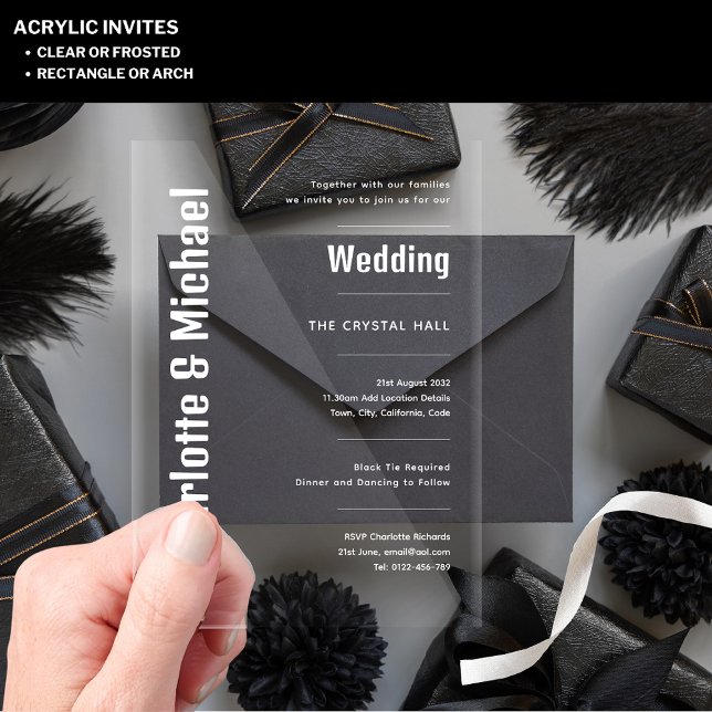 ACRYLIC Wedding Invites WHITE TEXT Bold Modern  Invitations (Creator Uploaded)