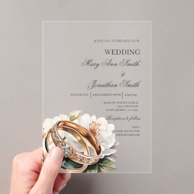 Acrylic wedding ring floral wedding  invitations (Insitu (Handheld))