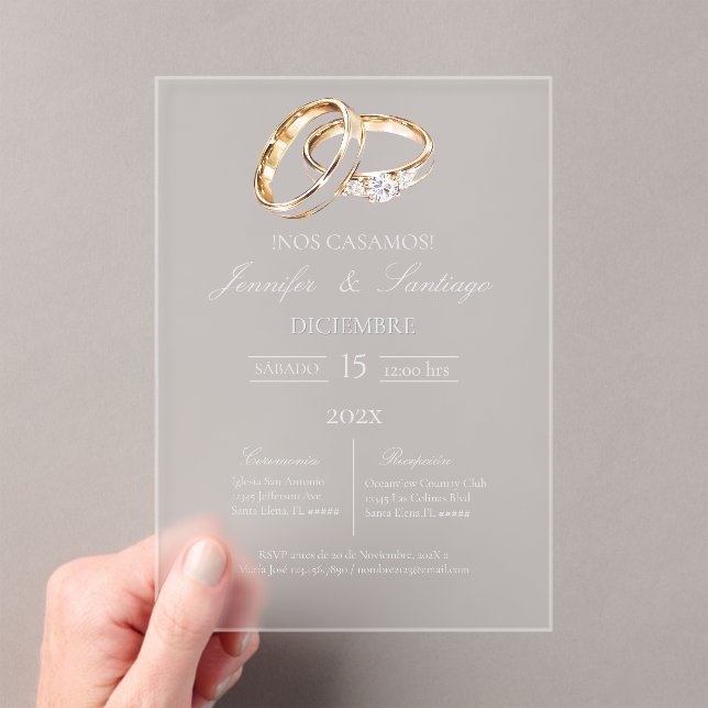 Acrylic wedding ring spanish acrylic invitations (Insitu (Handheld))