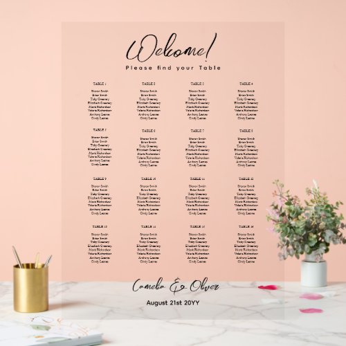 ACRYLIC WEDDING SEATING TABLE CHART 16 Table