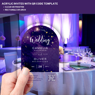 ACRYLIC WEDDING Starry Night Sky QR Code RSVP Invitations