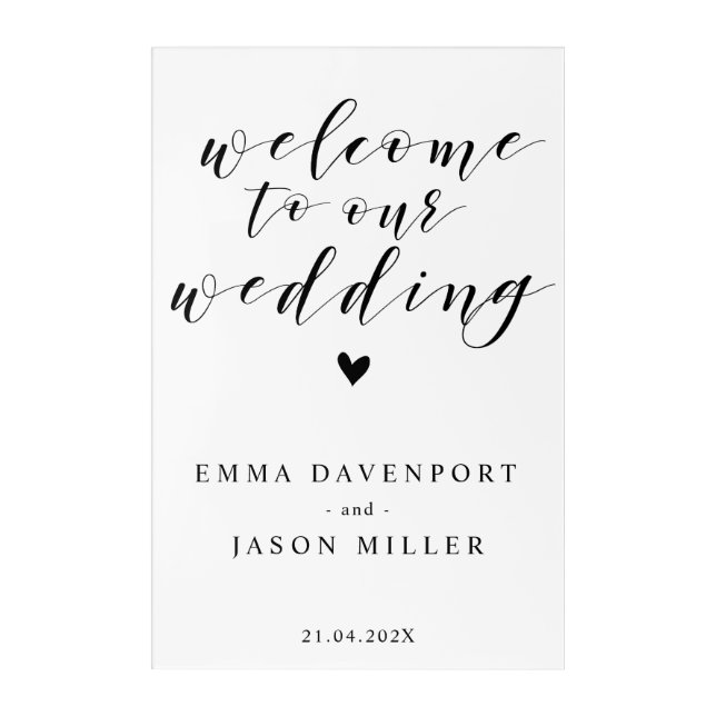 Acrylic Wedding Welcome sign Calligraphy Acrylic Print (Front)