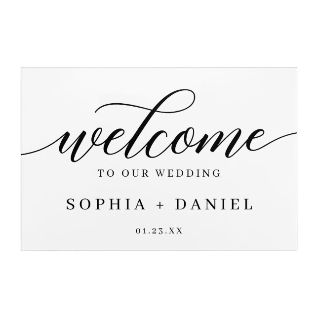 Acrylic Wedding Welcome Sign Elegant Script Acryli Acrylic Print (Front)