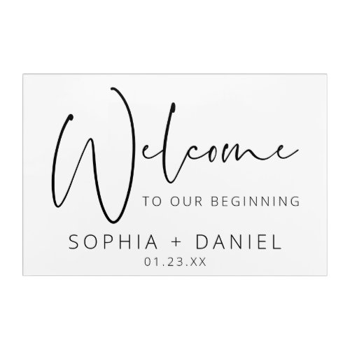 Acrylic Wedding Welcome Sign Minimal Script Acrylic Print