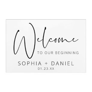 Acrylic Wedding Welcome Sign Minimal Script Print