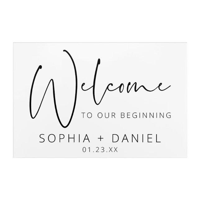 Acrylic Wedding Welcome Sign Minimal Script Print (Front)