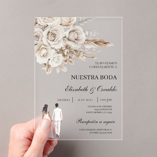 acrylic wedding with bride and groom  invitations (Insitu (Handheld))