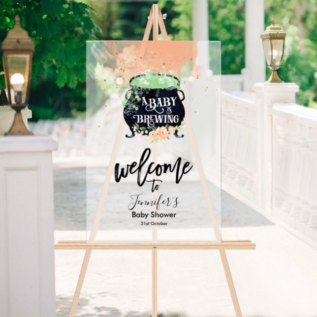 Acrylic Welcome Sign | Peach Halloween Baby Shower (Creator Uploaded)