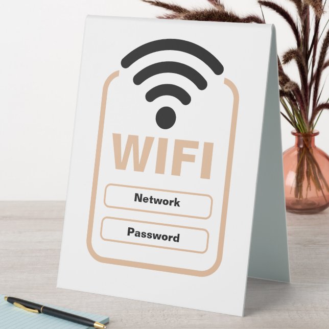 Acrylic WiFi Network and Password Display Stand Table Tent (In SItu (Table))