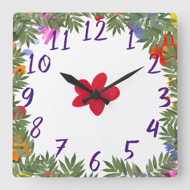 Acrylic Wild Flowers Wall Clock (Front)