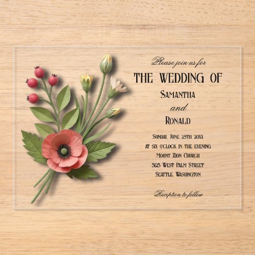 Acrylic Wildflower Garden Wedding Invitation