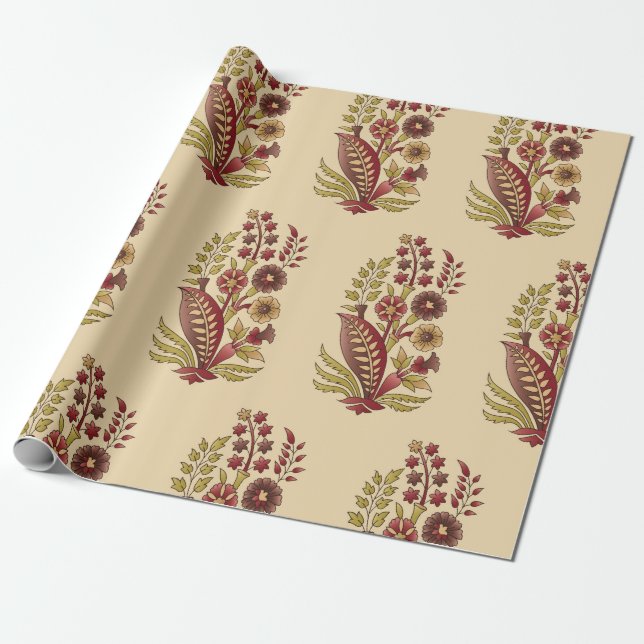 acstract mughal motif bunch pattern background des wrapping paper (Unrolled)