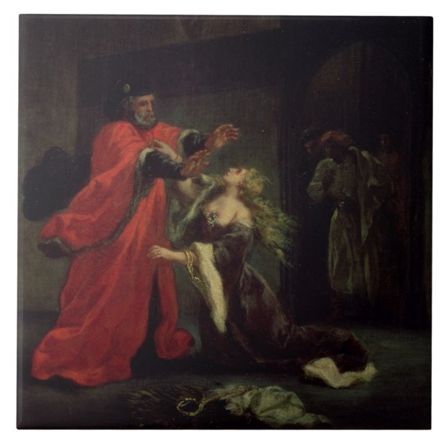 Act I, scene 3: Desdemona kneeling at her father's Tile (Front)