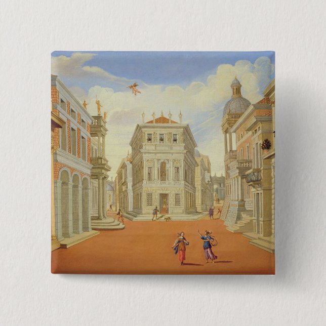 Act II, scenes I and VIII Button (Front)