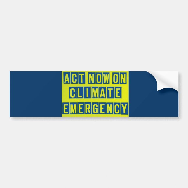 Act now on climate emergency bumper sticker (Front)