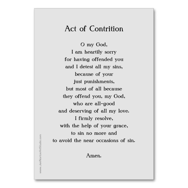 Act of Contrition Reconciliation prayer card | Zazzle act-of-contrition-reconciliation-prayer-card-zazzle