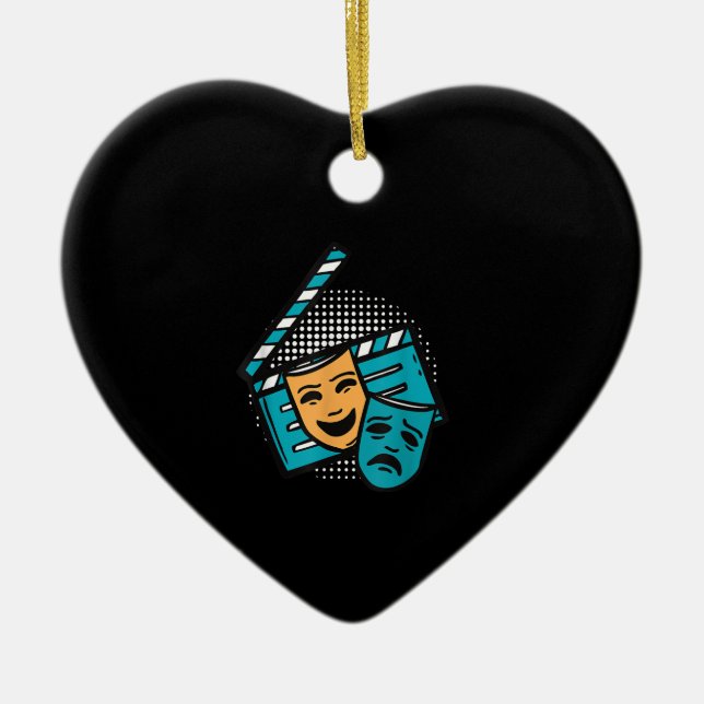 Acting Clapperboard Theatre Mask Theater Actor Ceramic Ornament (Front)