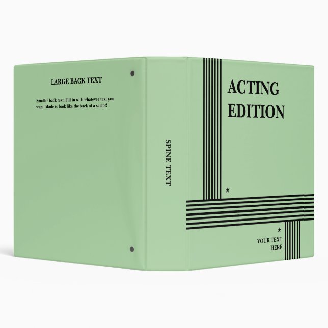 Acting Edition Play Script Styled 3 Ring Binder (Background)