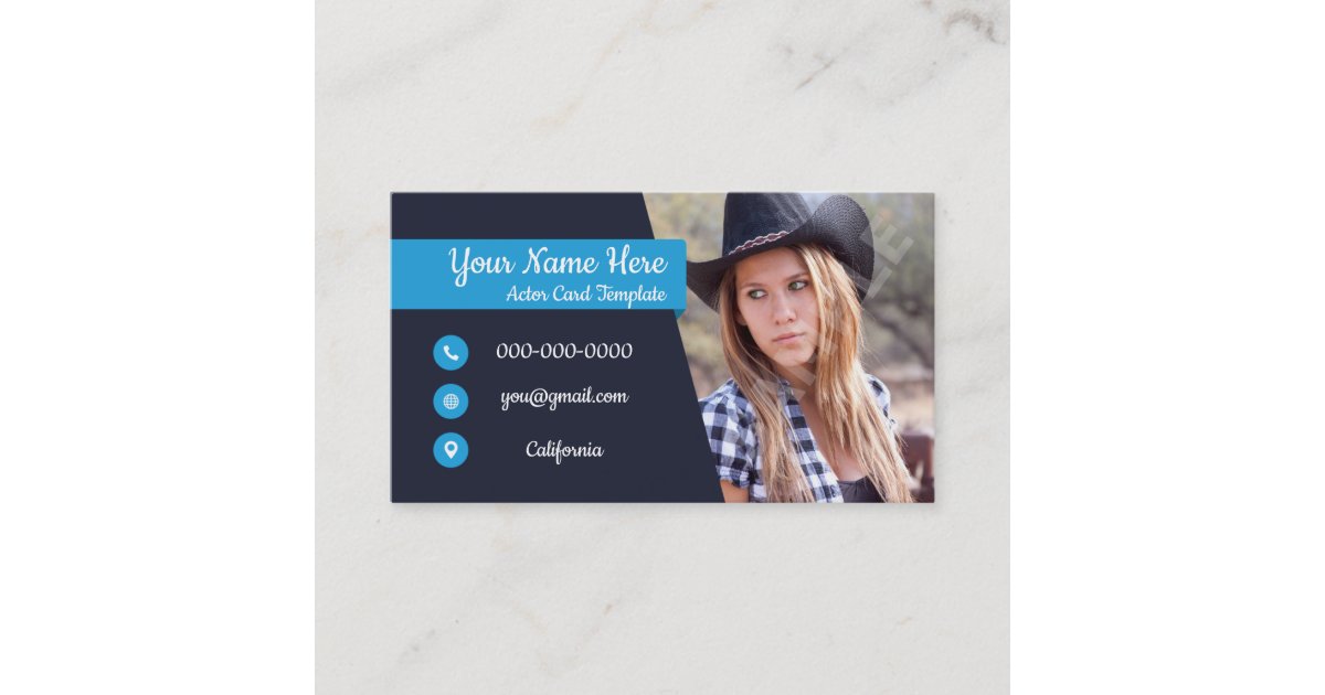 Acting Photo Card Template Headshot Actor | Zazzle
