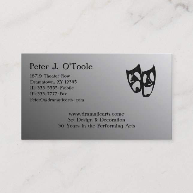 Acting & Theater Arts Business Card (Front)