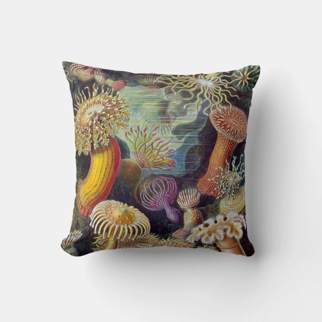 Actiniae by Ernst Haeckel Throw Pillow (Front)