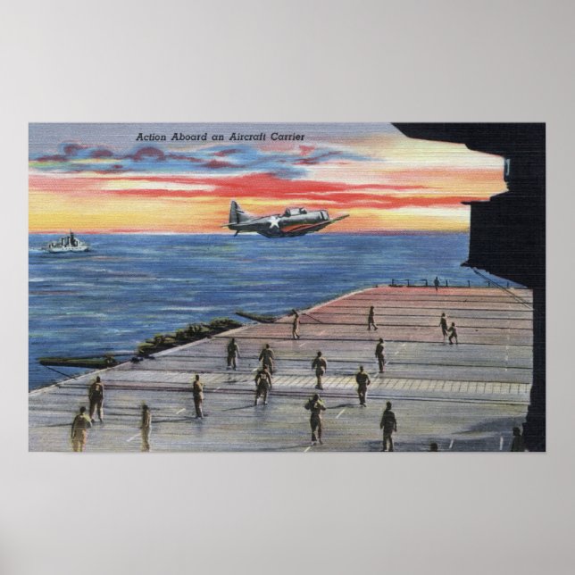 Action Aboard Aircraft Carrier - US Navy Poster (Front)