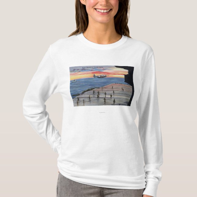 Action Aboard Aircraft Carrier - US Navy T-Shirt (Front)