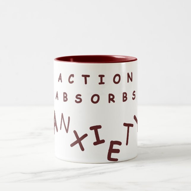 Action Absorbs Anxiety Two-Tone Coffee Mug (Center)