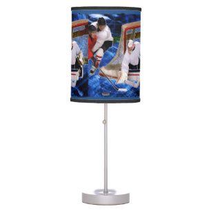 Action at the Hockey Net Table Lamp