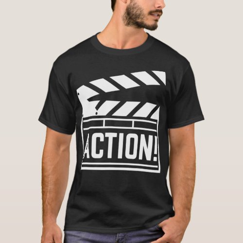 Action clapperboard Filmmaker director film camera T_Shirt