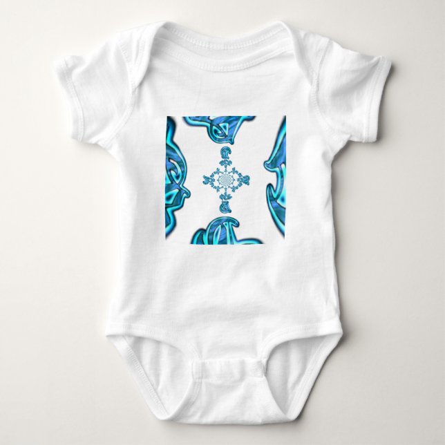 Action Cyan Teal Abstract Graffiti Art Print Baby Bodysuit (Front)