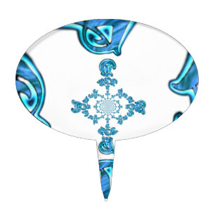 Action Cyan Teal Abstract Graffiti Art Print Cake Topper