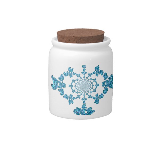 Action Cyan Teal Abstract Graffiti Art Print Candy Jar (Front)