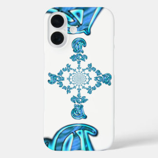 Action Cyan Teal Abstract Graffiti Art Print iPhone 16 Case
