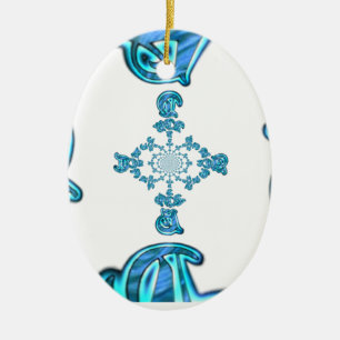 Action Cyan Teal Abstract Graffiti Art Print Ceramic Ornament