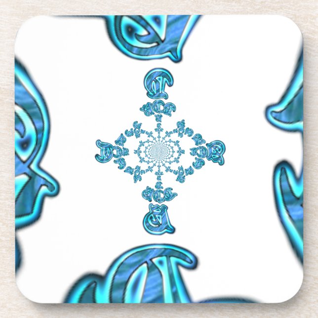 Action Cyan Teal Abstract Graffiti Art Print Drink Coaster (Front)