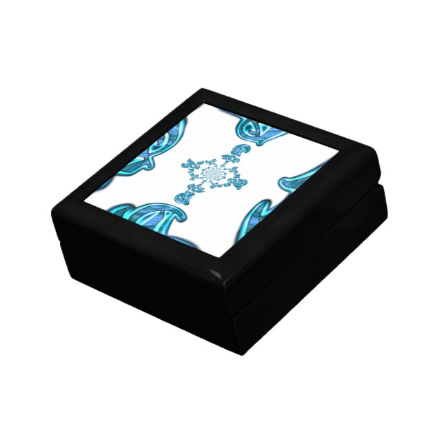 Action Cyan Teal Abstract Graffiti Art Print Jewelry Box (Side)
