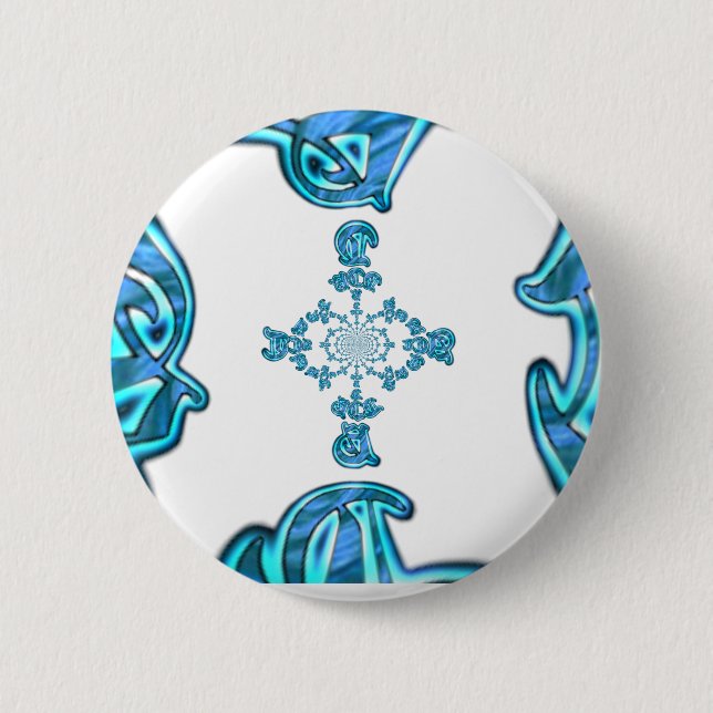 Action Cyan Teal Abstract Graffiti Art Print Pinback Button (Front)