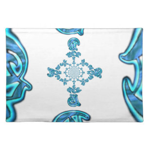 Action Cyan Teal Abstract Graffiti Art Print Placemat