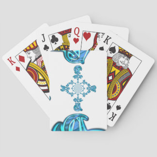 Action Cyan Teal Abstract Graffiti Art Print Poker Cards