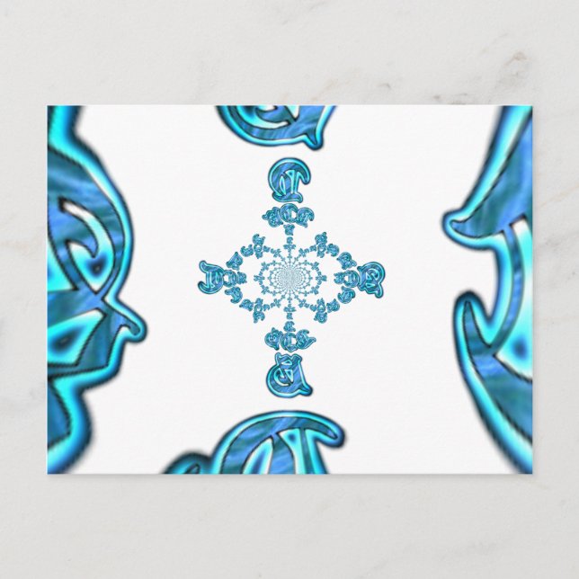 Action Cyan Teal Abstract Graffiti Art Print Postcard (Front)