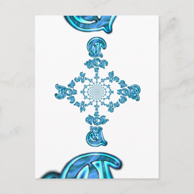 Action Cyan Teal Abstract Graffiti Art Print Postcard (Front)