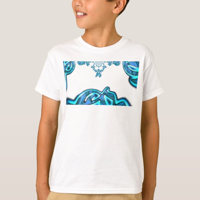 Action Cyan Teal Abstract Graffiti Art Print T-Shirt (Front)