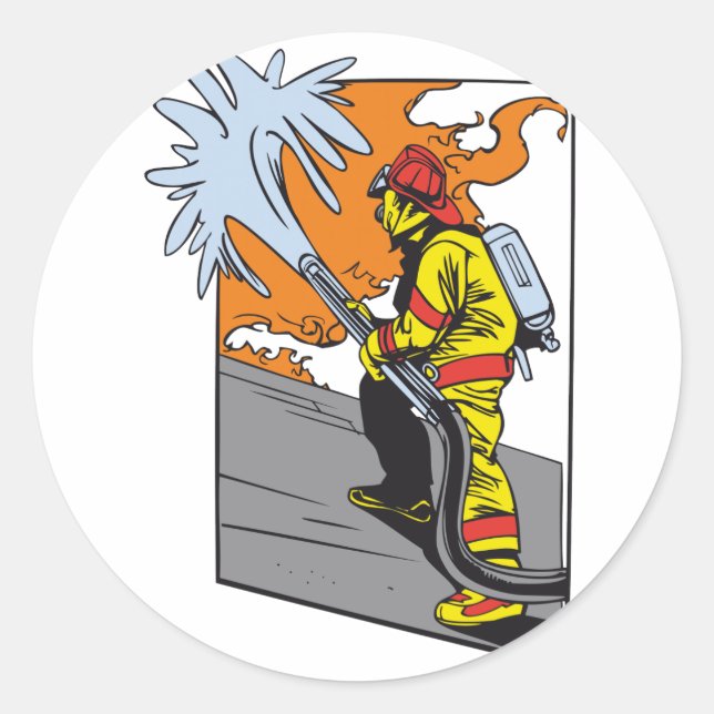 Action Firefighter Classic Round Sticker (Front)