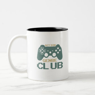 Action Genre Club-Gaming-Gamer-Game-Funny Two-Tone Coffee Mug