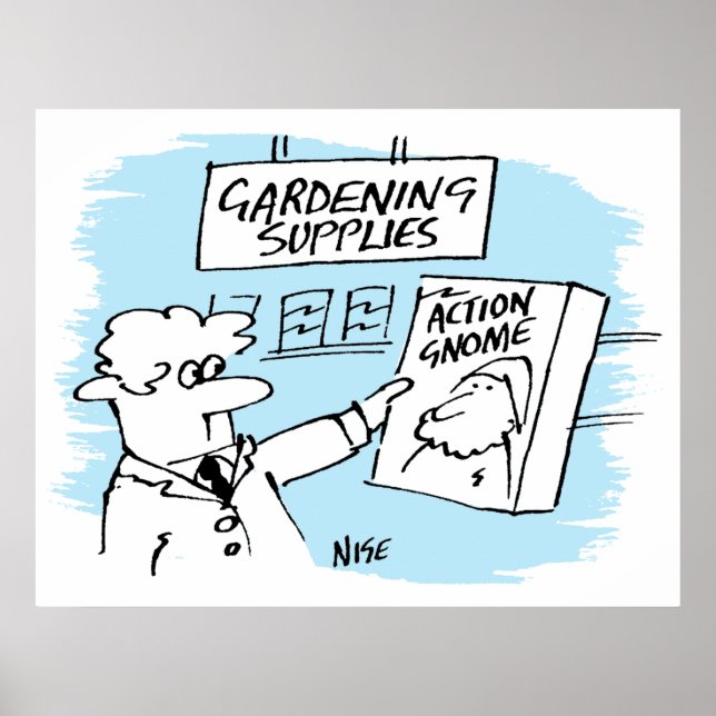 Action Gnome in the Garden Centre Poster (Front)