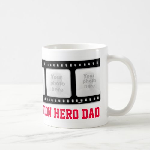 Action hero Dad 5 photos film strip mug